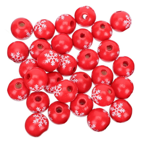 FENGGUIQU Xmas Style Wood Beads Assorted Color Snowflake Pattern 100Pcs