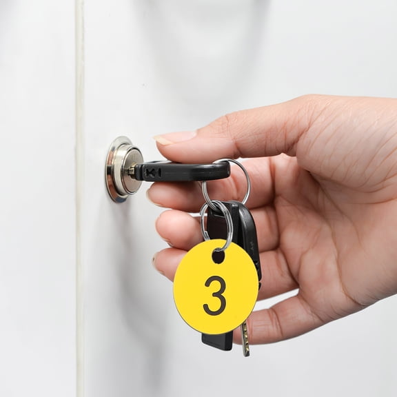 FENGGUIQU 100pcs Locker Number Tags For Categorization Made Of Yellow PVC With Circular Style For Office And Hotel