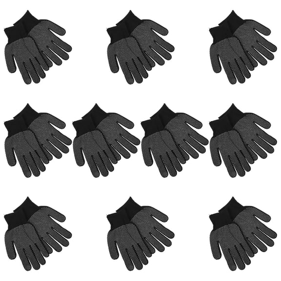 FENGGUIQU 10Pair Lightweight Anti Slip Nylon Gloves with Dotted PVC Grip for Construction Tasks
