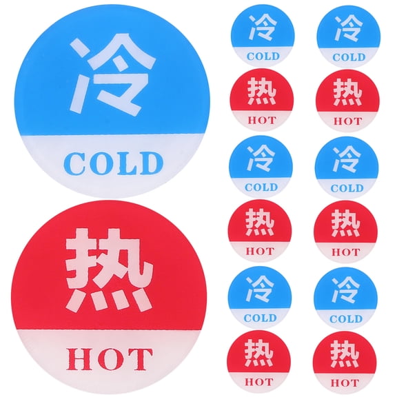 FENGGUIQU 10Pairs Caution Hot Water Stickers Durable Acrylic Water Temperature Signs