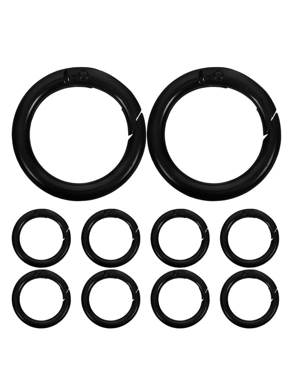 10Pcs Black Alloy Circle Carabiner Spring Ring Clip for Bag Strap Keychain Replacement