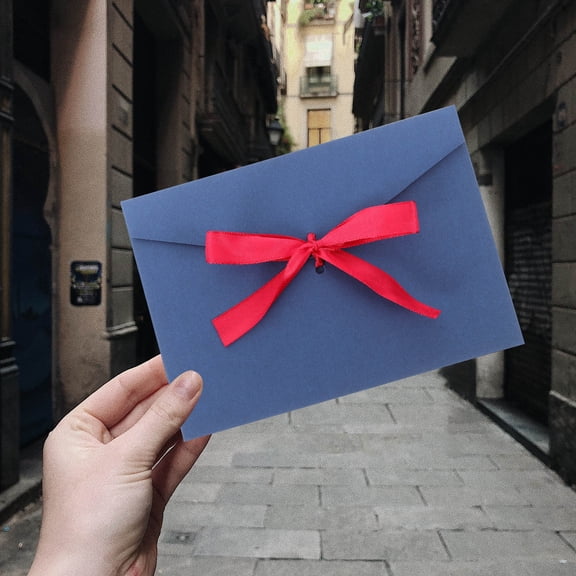 FENGGUIQU Bow-Knot Envelopes Blue Paper for Wedding Invitations, 10Pcs