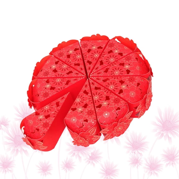 FENGGUIQU Red Cake Packaging Cases Triangle Shape for Party and Celebrations 10Pcs