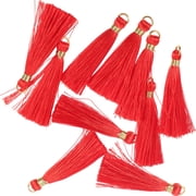 FENGGUIQU 10Pcs Delicate Red Tassel Pendants Chic Keychain Charms for Bags and Car Keys