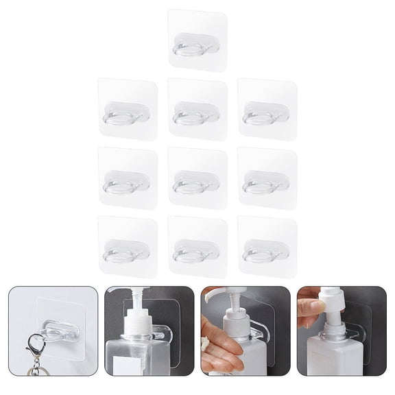 FENGGUIQU Mini Adhesive Hooks Wall Adhesive Hook Rack PP Plastic 10Pcs