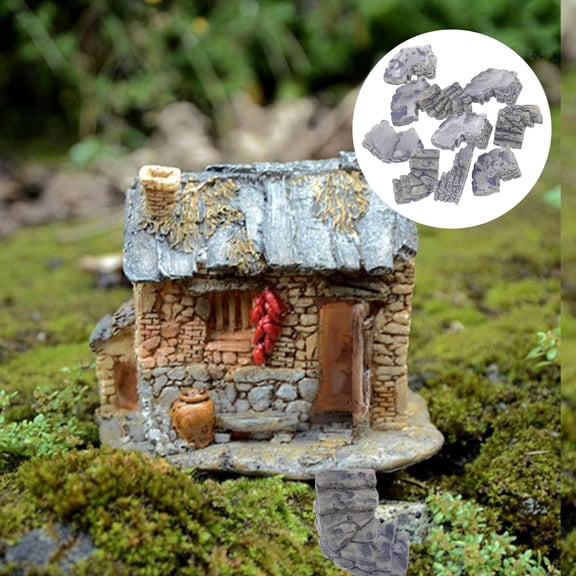 FENGGUIQU Figurines Resin Craft Ornaments Grey Set of 10 Decorative Miniatures for Home and Outdoor Decor