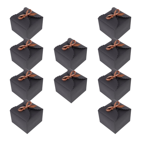 FENGGUIQU 10Pcs Pastries Boxes Black Cake Packing Box Beautiful Design Storage Holder