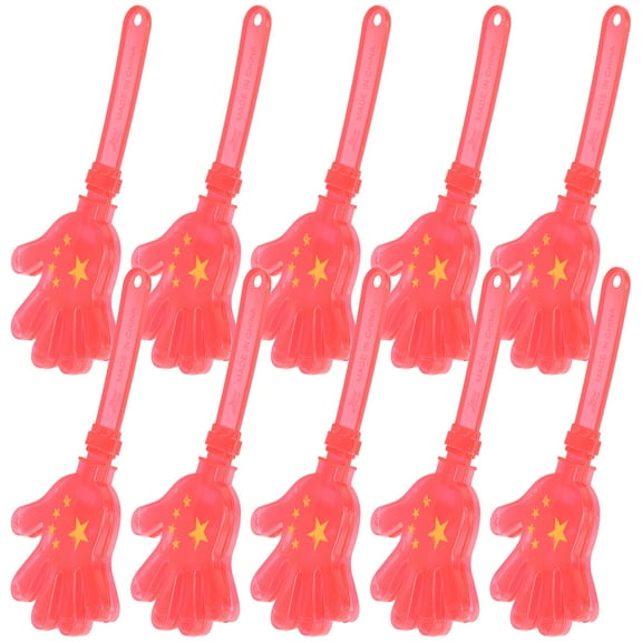 FENGGUIQU 10Pcs Red Plastic Hand Clappers Party Favors for Celebrations Sporting Events and Festivals