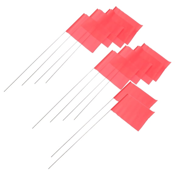 FENGGUIQU 10Pcs Red Wire Stake Flags for Yard Marking Garden Survey and Irrigation Projects