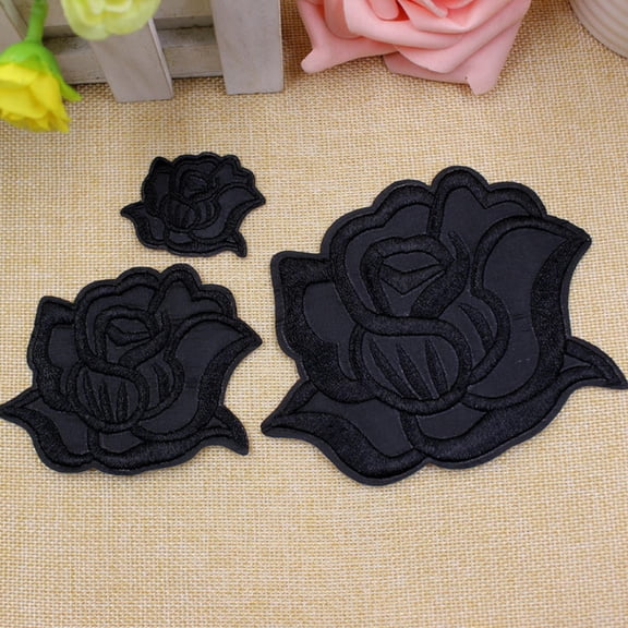 FENGGUIQU Embroidered Patch Black Polyester Twill for Clothes Repair 10Pcs