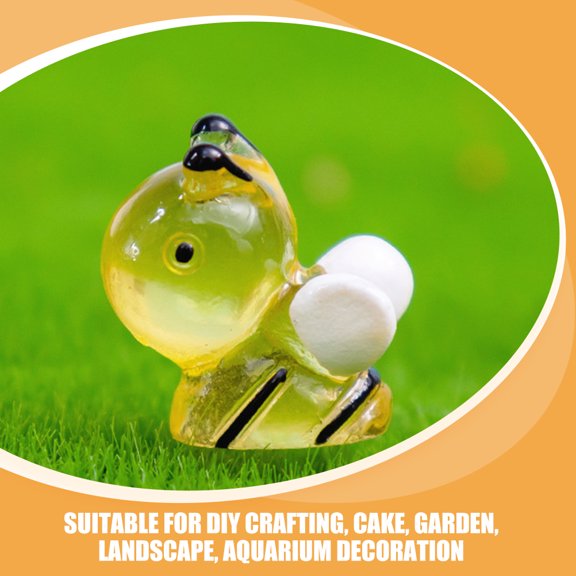 FENGGUIQU 10Pcs Small Resin Bee Models Glow in The Dark Micro Landscape Decor for Garden Display