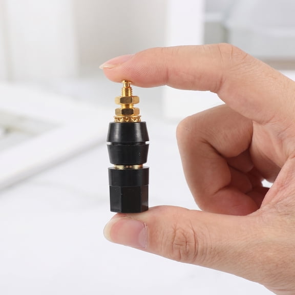 FENGGUIQU Speaker Wire Terminal Connectors, Plated Gold Plated Binding Posts, Black for Audio Equipment