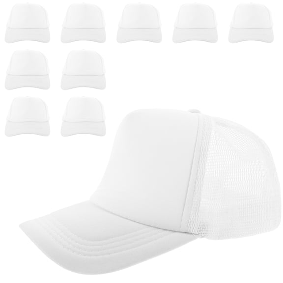 FENGGUIQU 10Pcs White Sublimation Blank Mesh Baseball Hats Reusable Heat Transfer Caps Outdoor Wear