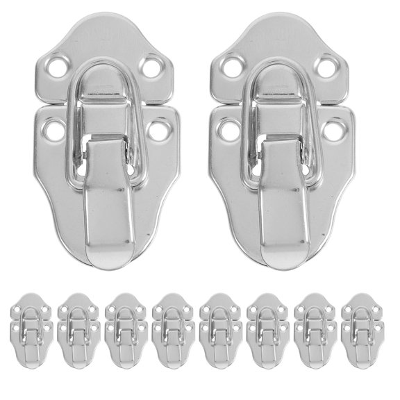 FENGGUIQU 10Pcs Weatherproof Chest Latch Plated Silver Iron Spring Loaded Lock for Outdoor and Indoor Use