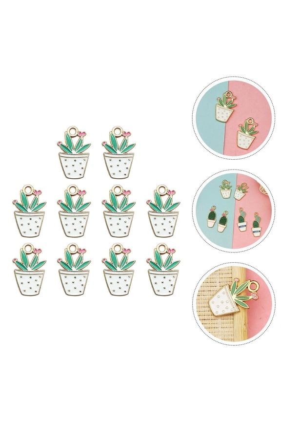 10Pcs Creative Cactus DIY Jewelry Pendants for Necklace Bracelet and Earring Making