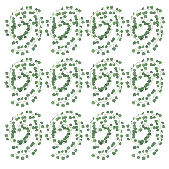 FENGGUIQU 12Pcs Fake Vine Gar Green Artificial Rattan Leaves for Garden Balcony Decoration