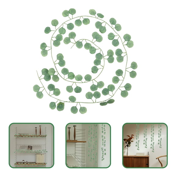 FENGGUIQU 12Pcs Artificial Green Eucalyptus Leaf Vine Gar for Home Party Decoration