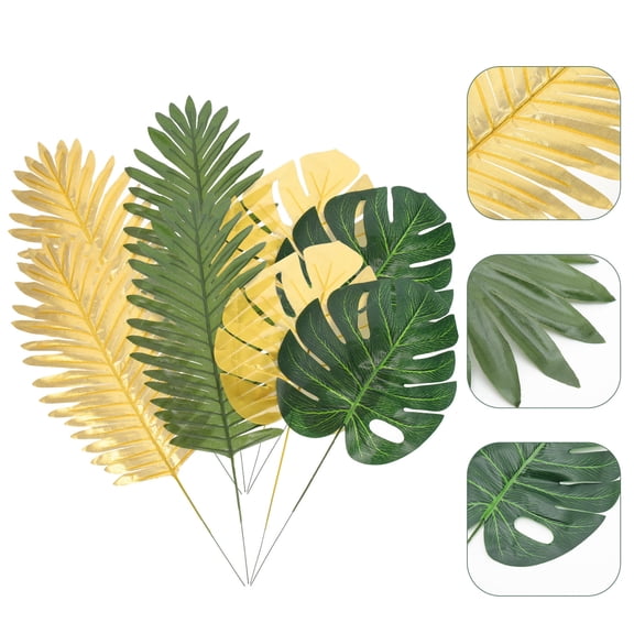 FENGGUIQU 12Pcs Artificial Leaves Coconut Decorations Decoration Assorted Color for Event Organizers
