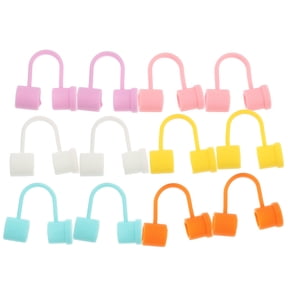 FENGGUIQU 12-Pack Reusable Colored Silicone Straw Tips, Dust and Dirt Protectors for Drinking Straws, Perfect for Daily Use