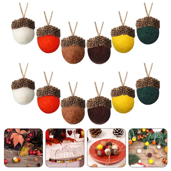 FENGGUIQU 12Pcs Creative Plush Acorns for Crafts Festival Hanging Decorations and Party Use