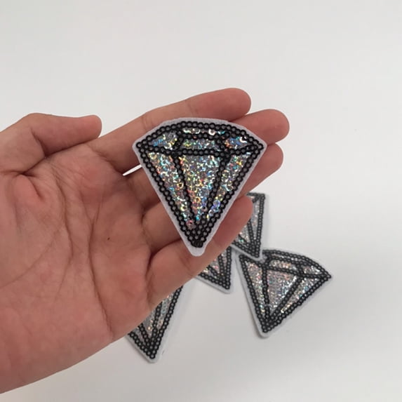 FENGGUIQU 12Pcs Sequined Patches for Clothing Accessories, Assorted Colors, Patterned Iron-On Fabric Appliques