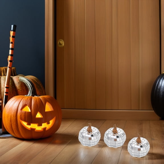 FENGGUIQU 12Pcs Plated Silver Decorative Pumpkins with Realistic Craftsmanship for Thanksgiving and Fall Table Accent