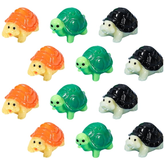 FENGGUIQU 12Pcs Small Turtle Figurine Assorted Colors for Micro Landscape Yard and Plant Decorations