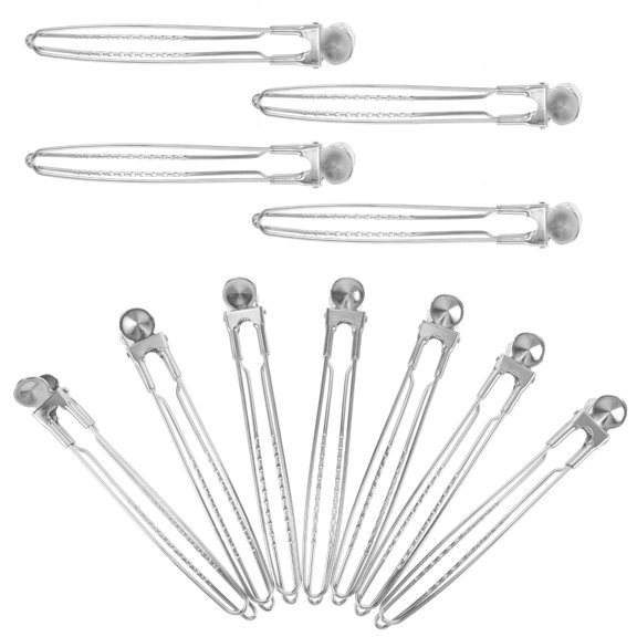 FENGGUIQU 12pcs Plastic Pin Curl Clips Duck Bill Clips Stainless Steel For Professional Hair Styling