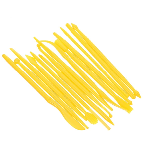 FENGGUIQU 14Pcs Carving Tools Yellow Plastic Tools for Beginners in Art Creation