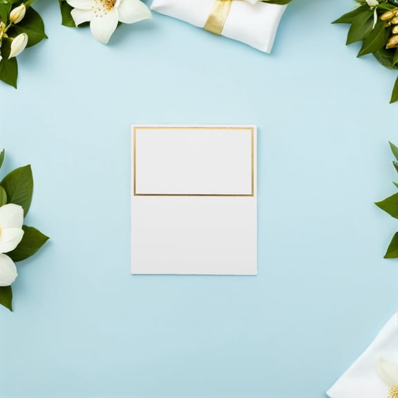 FENGGUIQU 150Pcs Golden Foil Wedding Place Cards Paper Tent Name Cards for Banquets and Parties