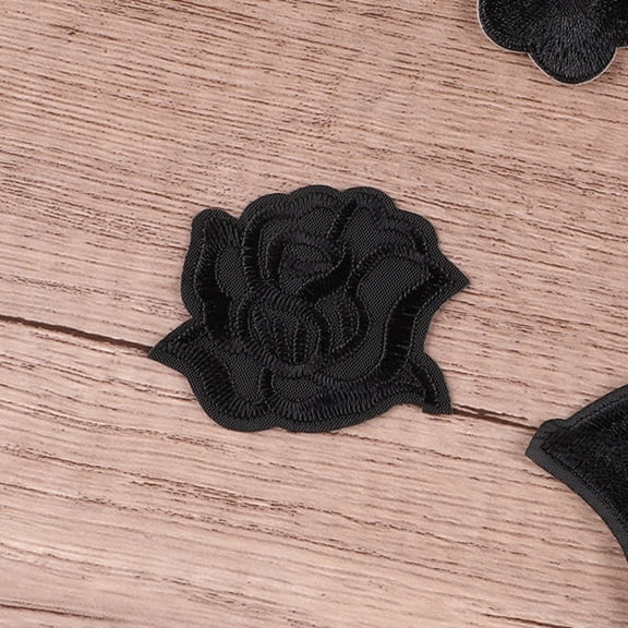 FENGGUIQU 15Pcs Black Rose Iron on Patches for Clothes DIY Repair and Decorative Craft