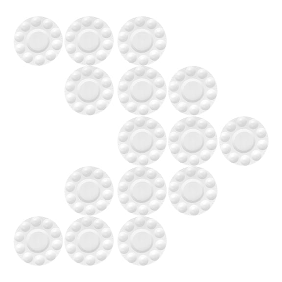 FENGGUIQU 15Pcs Plastic Color Mixing Pallet for Artists White Painting Art Projects