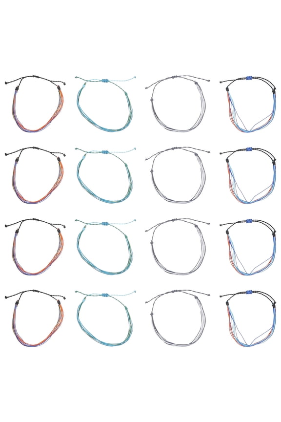 16Pcs Unique Bohemian Style String Anklets Assorted Color Beach Party Jewelry