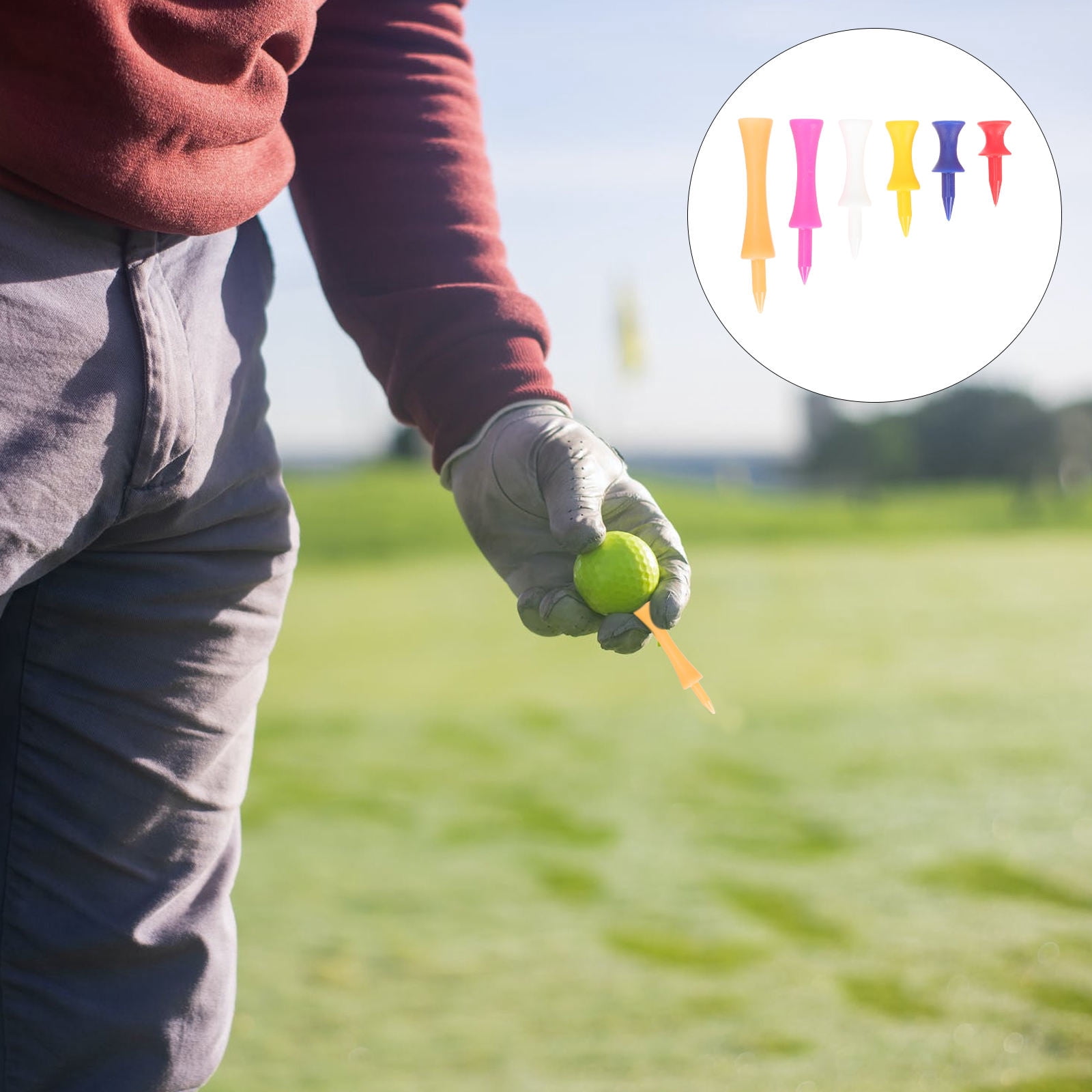 FENGGUIQU 180-Piece Assorted Color Plastic Golf Tees Set for Outdoor Golf Training and Practice Accessories