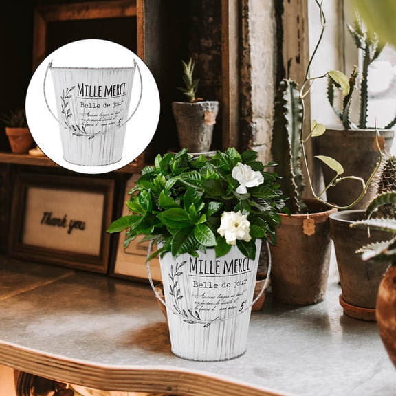 FENGGUIQU 1Pc Pastoral Style Flower Pot Multi Function Tabletop Storage and Decoration Bucket