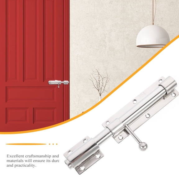 FENGGUIQU 1Pc Durable Safety Door Latch Lock Stainless Steel Home Window Lock Keyhole Bolt Plated Silver