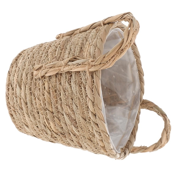 FENGGUIQU 1-Pack Khaki Wicker Plant Basket, Synthetic Material Retro Flower Pot Holder for Indoor Outdoor Home Decor