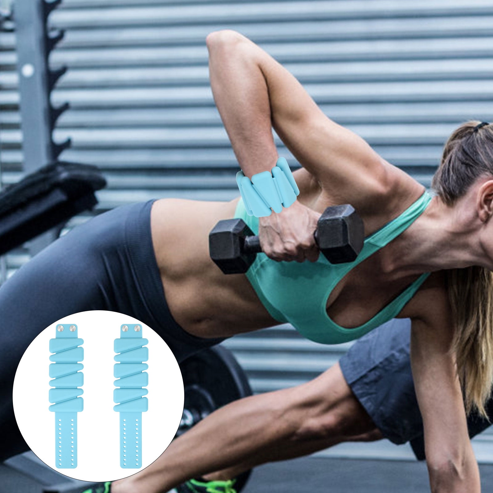 FENGGUIQU 1Pair Blue Adjustable Silicone Wrist Weights for Yoga Running Aerobics and Home Fitness Training