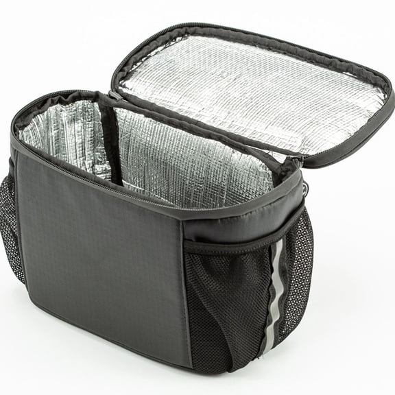 FENGGUIQU 1Pc Bike Handlebar Pouch with Large Tpu Phone Pocket and Mesh Side Pockets Black