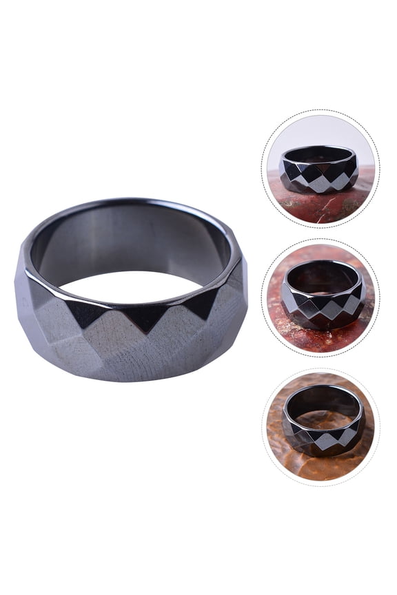 Black Meteorite Ring for Men Multi-Facet Unique Comfortable Band