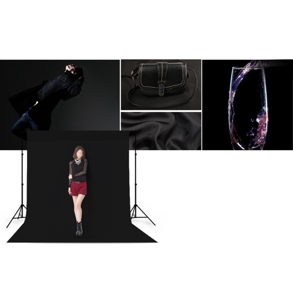 FENGGUIQU Black Color Photography Backdrop Cloth, Professional Photo Background for Portraits and Studio Shoots