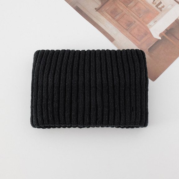 FENGGUIQU 1Pc Black Warm Hairband Woolen Yarn Hand-Knitted Wide-Edged Decorative Headband