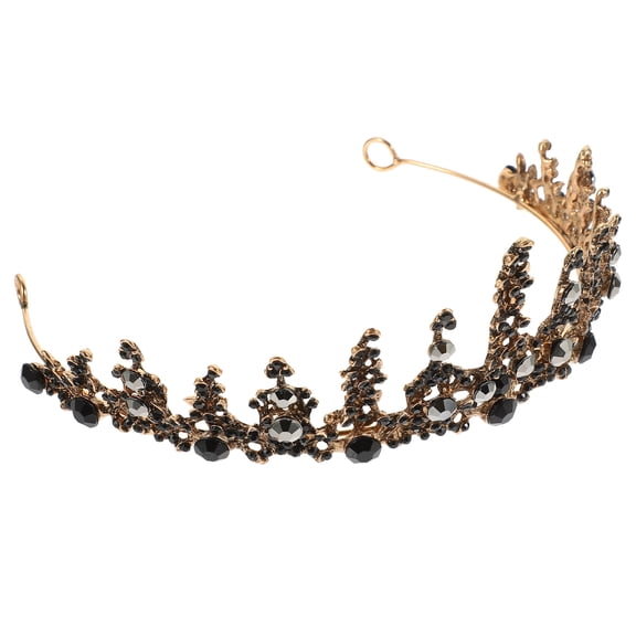 FENGGUIQU 1Pc Bridal Elegant Baroque Crown Black Alloy Wedding Tiara Party Headdress Accessory