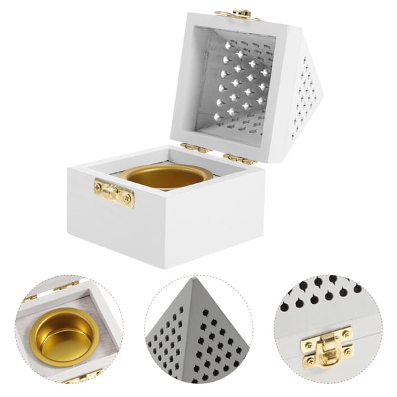 FENGGUIQU White Wood and Metal Censer Holder for Elegant Home Decoration 1Pc