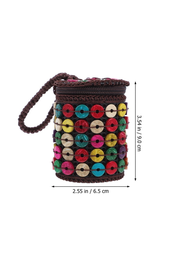 1Pc Durable Coconut Shell Beaded Bag Multi Color Shoulder Bag with Smooth Lathe Work for Storage