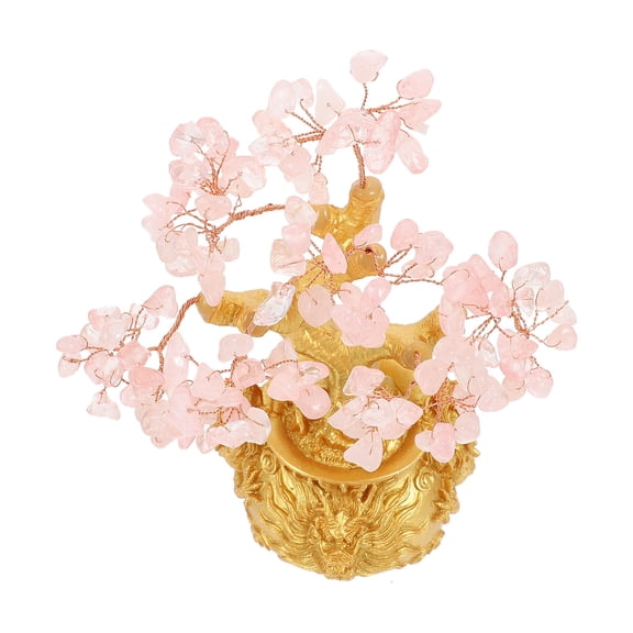 FENGGUIQU 1Pc Pink Crystal Desktop Luck Tree Adornment Ideal for Office and Festival