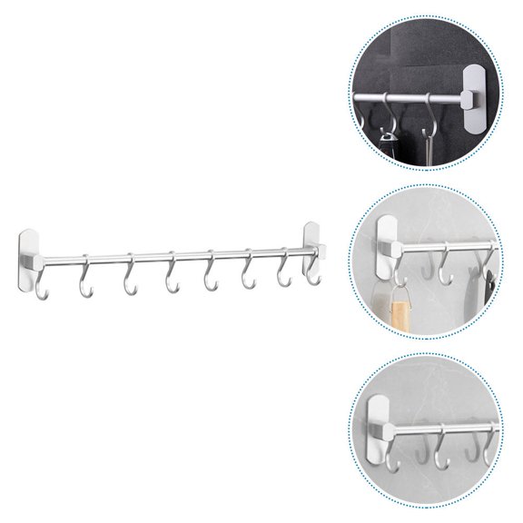 FENGGUIQU 1Pcs Wall Rack with Hooks Aluminum Movable for Kitchen Countertop Management
