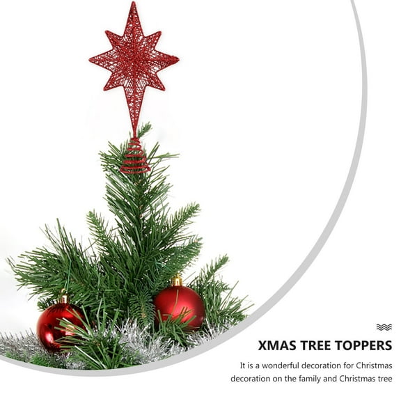 FENGGUIQU 1Pc Red Christmas Tree Topper Star Decor with Cone Holder for Festive Home Display