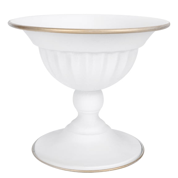 FENGGUIQU 1Pc Home Iron Flowerpot White Creative Desktop Vase Decorative Flower Holder for Modern Room
