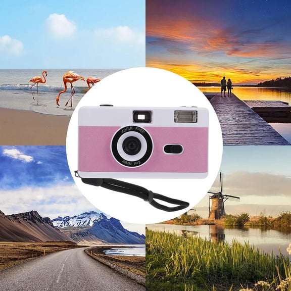 FENGGUIQU 1Pc White Plastic Reusable Film Camera with Internal Flash for Home Photography